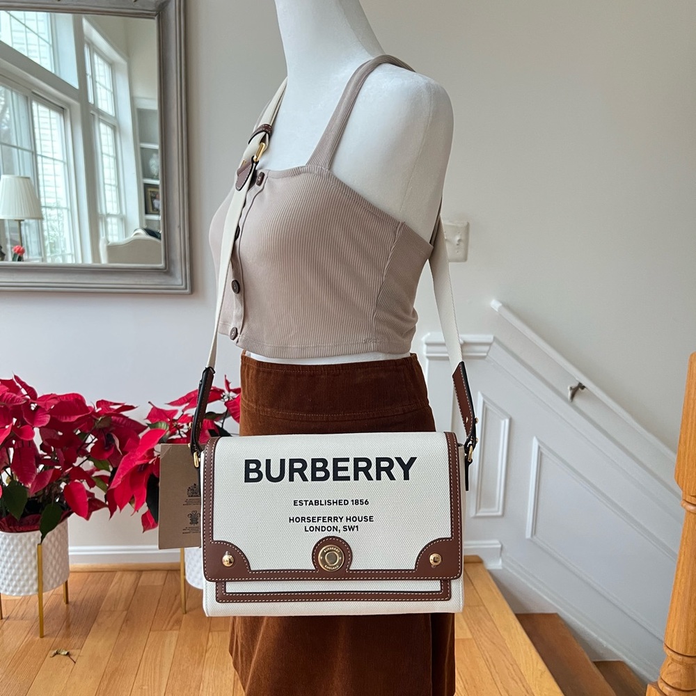 Authentic Brand New Burberry note horseferry print canvas& leather crossbody bag - Picture 9 of 12